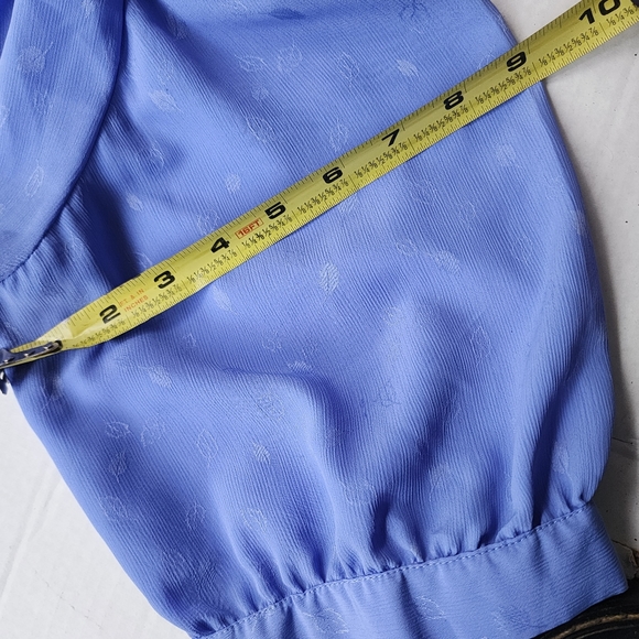 Vintage 80's Raoul Blue Drape Front Puffed Short Sleeve Mid-length Dress ♥️ - Picture 10 of 14